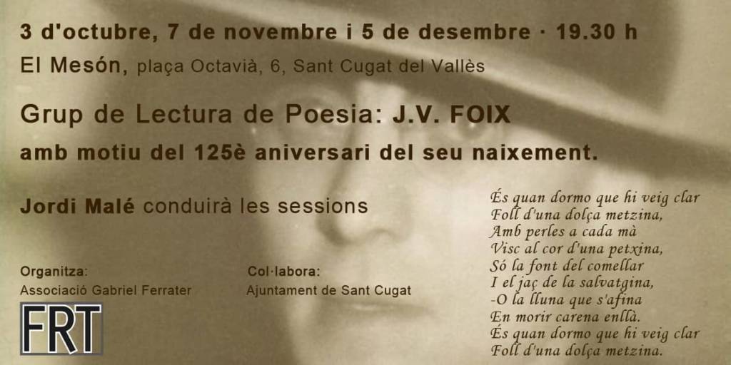 Grup de lectura de poesía: J.V. Foix - 5/11/18